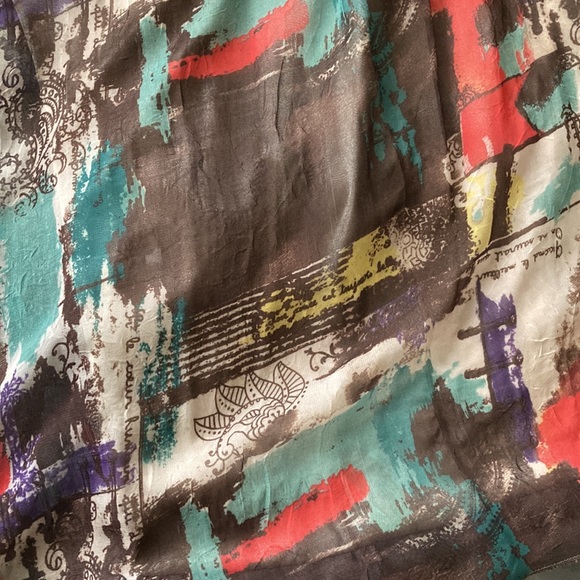 J&Red Multicolor Abstract Sheer, Lined Ruffle Sleeve Dress Tunic - Picture 4 of 5